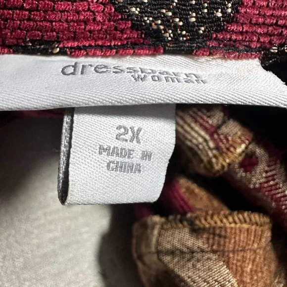 Vintage Tapestry Earth Tone Mandarin Full Zip jacket color blocked 2X - Picture 8 of 9